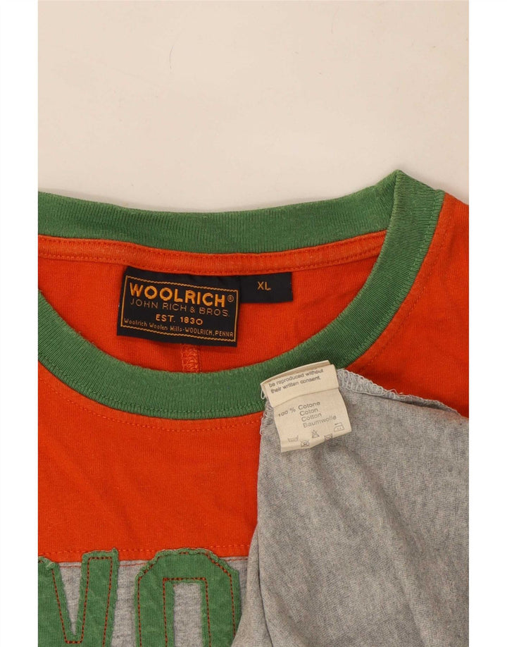 Woolrich Herre Grafisk T-Shirt Top XL Grå Colourblock Bomuld