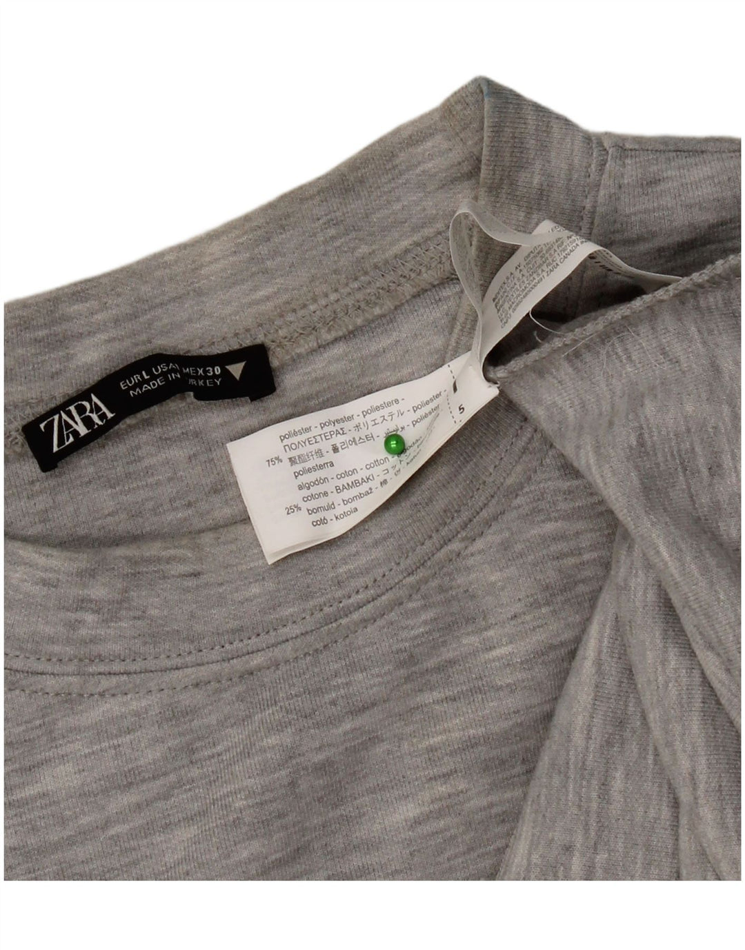 Zara Dame T-Shirt Top UK 16 Large Grå Flecked Polyester