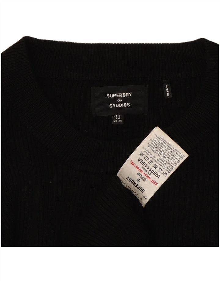 SUPERDRY Dame Maxi Jumper Kjole UK 8 Small Black Viscose