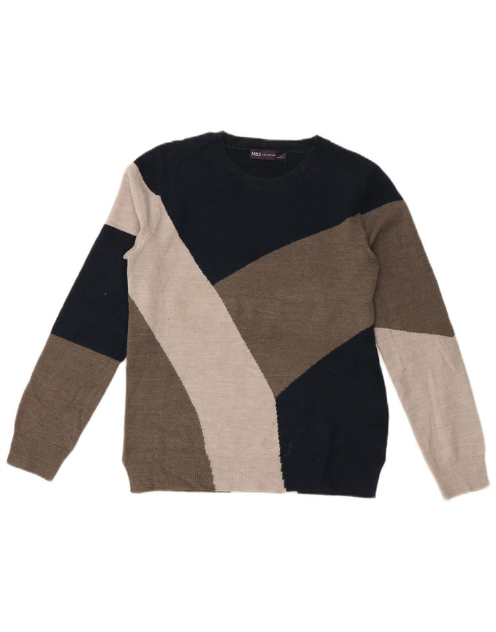 Marks & Spencer Dame sweater med rund hals DK 8 lille grå farveblok