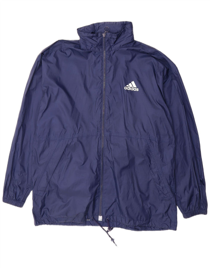 ADIDAS grafisk regnjakke til mænd UK 40/42 Medium marineblå polyamid