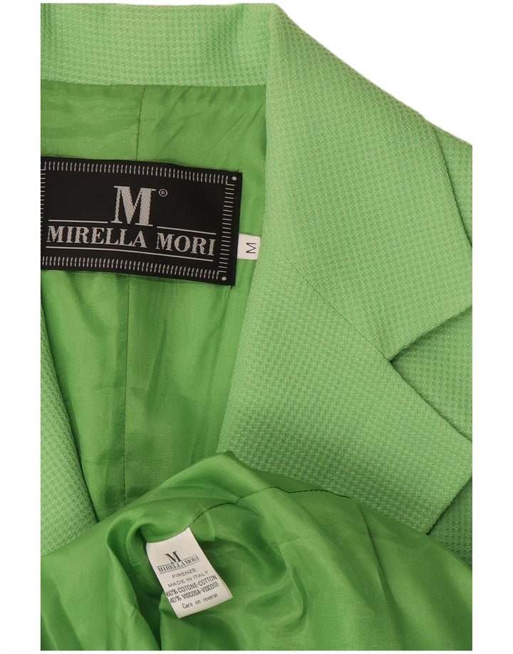 Mirella Mori Dame 3 Button Blazer Jacket UK 14 Medium Green Bomuld