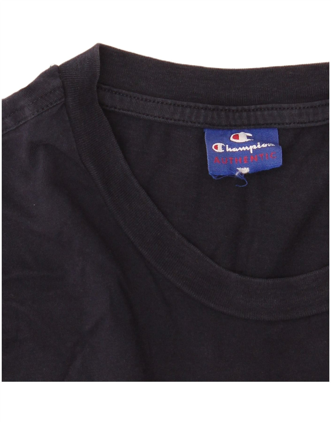 Champion Dame Grafisk T-Shirt Top UK 14 Medium Navy Blue