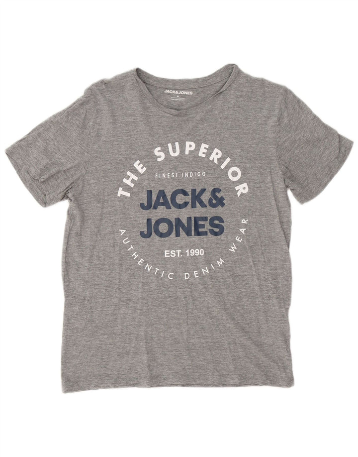 Jack & Jones Herre grafisk T-shirt Top Mellemgrå Flecked Bomuld