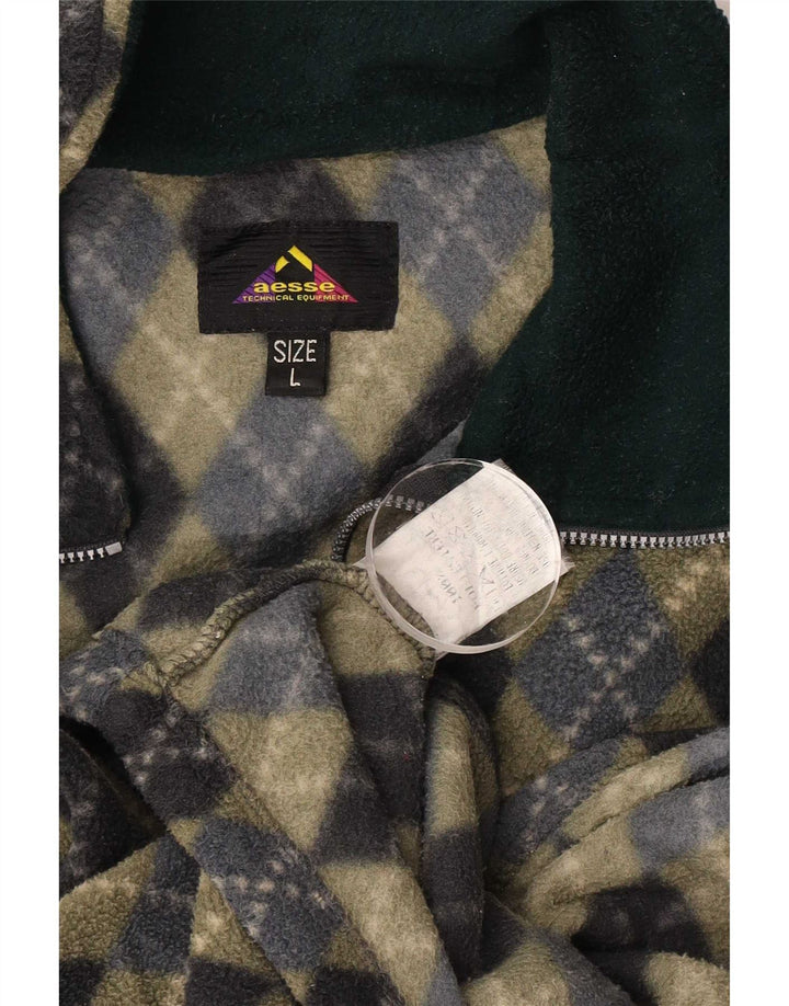 Aesse Herre lynlås hals Fleece Jumper Stor Khaki Argyle/Diamond Polyester