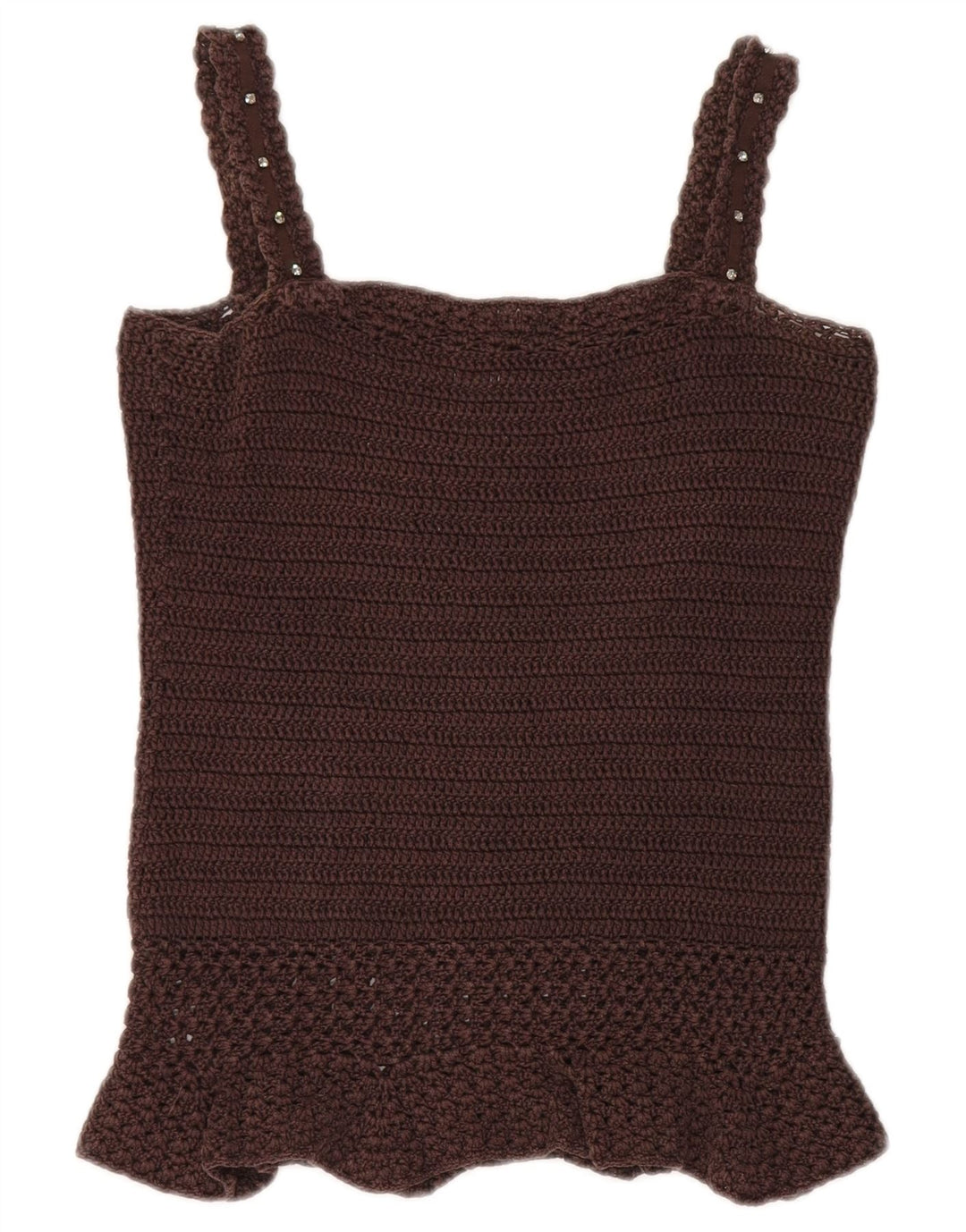 Max & Co. Kvinder Crop Hæklet Cami Top UK 12 Medium Brun