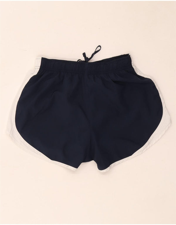 Nike Dame Dri Fit Sports Shorts UK 10 Small Navy Blue Colourblock