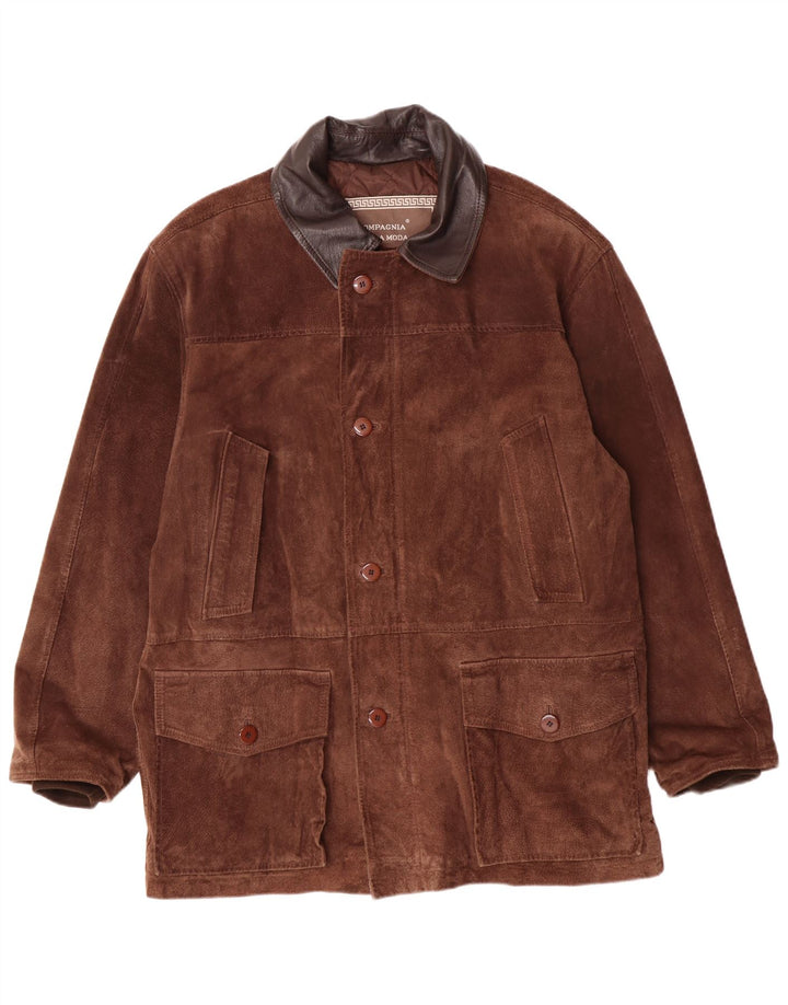 Compagnia Herre Ruskind Windbreaker Coat IT 50 Stor Brun Læder