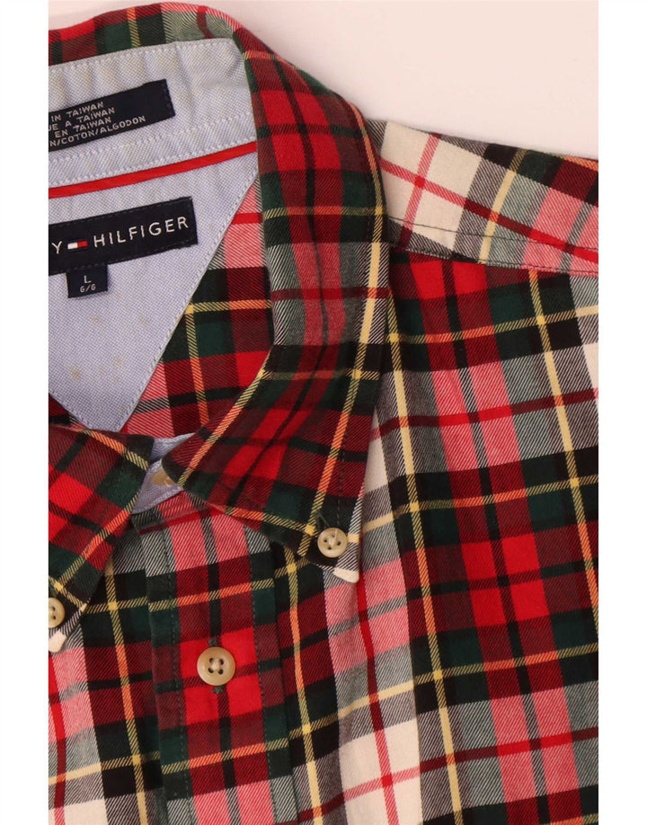 Tommy Hilfiger Herre flannelskjorte Stor rød ternet bomuld
