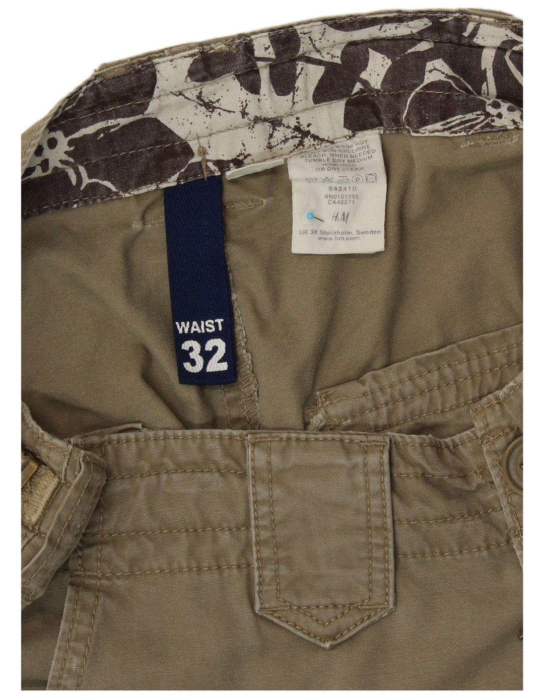 H&M Herre Cargo Shorts W32 Medium Khaki