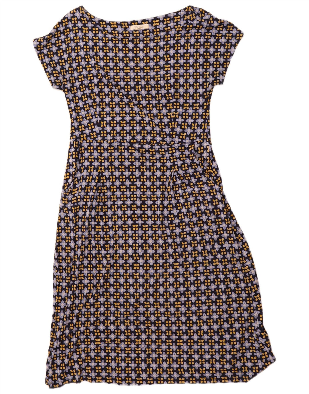 WHITE STUFF Dame A-Line Kjole UK 12 Medium Navy Blue Floral Viscose