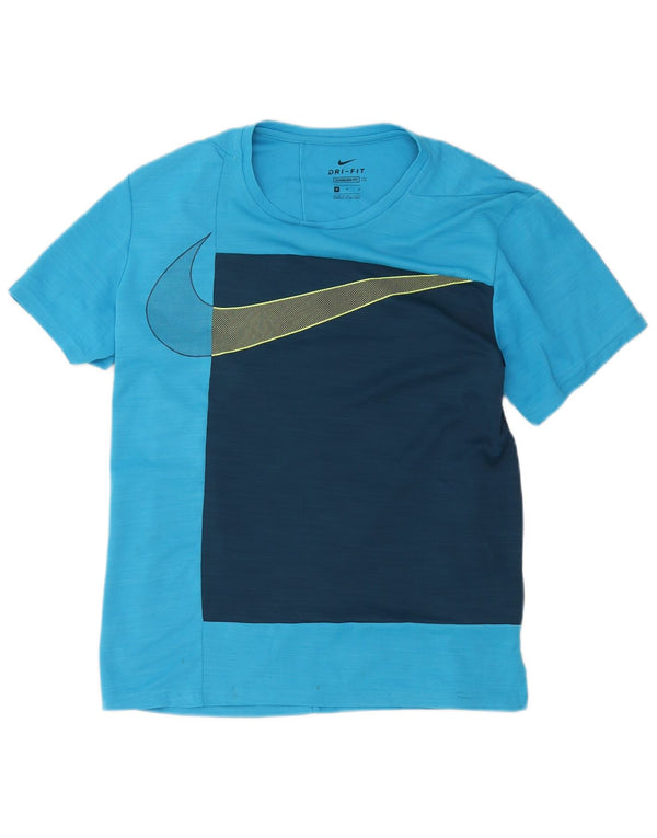 Nike Herre Dri Fit Standard Fit Grafisk T-shirt Top Medium Blue Colourblock