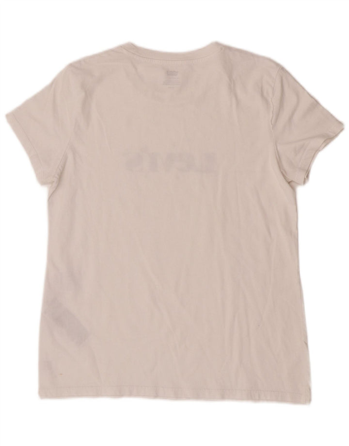 Levi's Dame Grafisk T-Shirt Top UK 14 Medium Hvid Bomuld