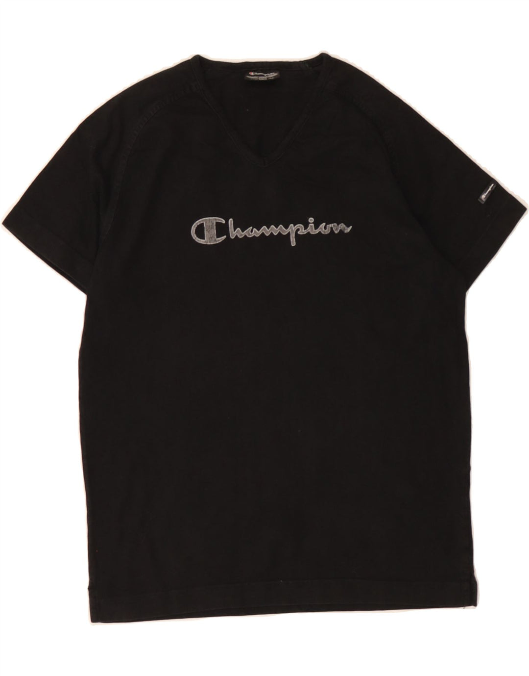 CHAMPION Womens Graphic T-Shirt Top UK 12 Medium Black Cotton Vintage Champion and Second-Hand Champion from Messina Hembry 