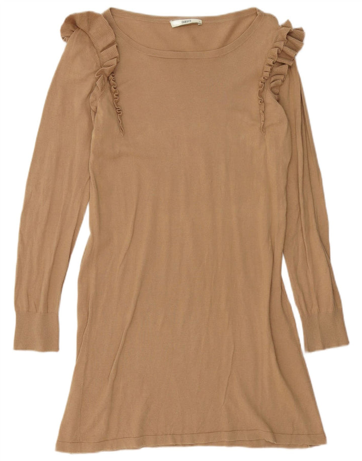 Oasis Dame Jumper Dress UK 10 Small Beige Bomuld