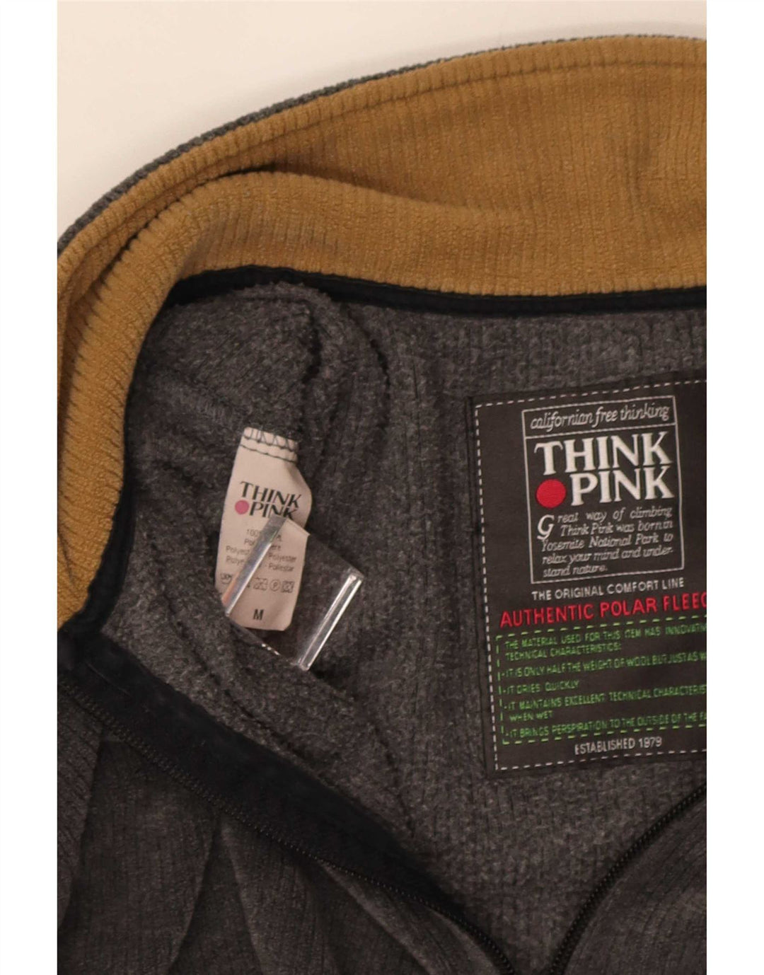 Tænk Pink Herre grafisk lynlås-hals Fleece Jumper Medium Grå Colourblock