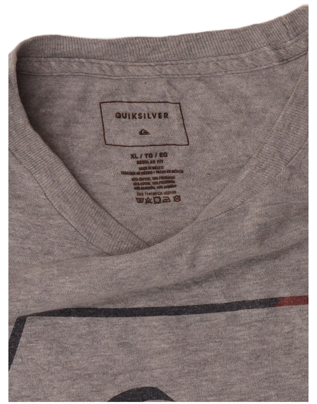 Quiksilver Herre Regular Fit Grafisk T-Shirt Top XL Grå Flecked Bomuld