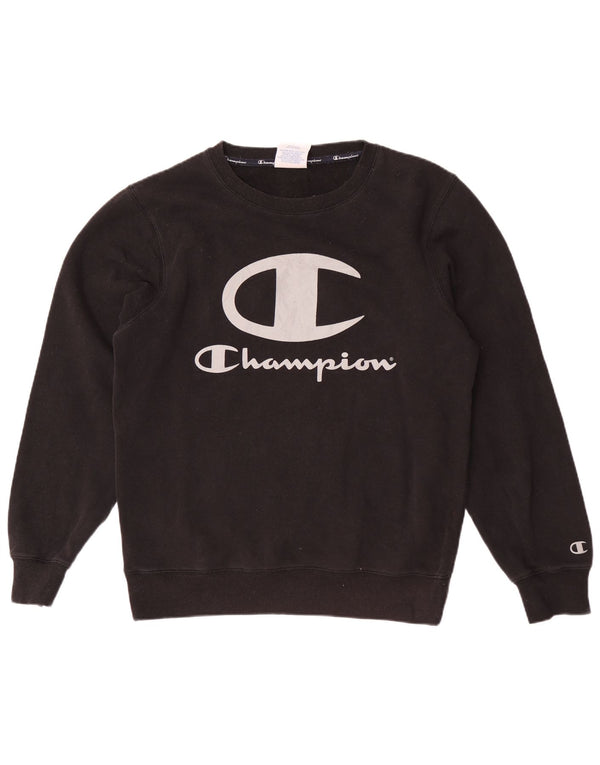 Champion Herre Grafisk Sweatshirt Jumper Medium Sort Bomuld