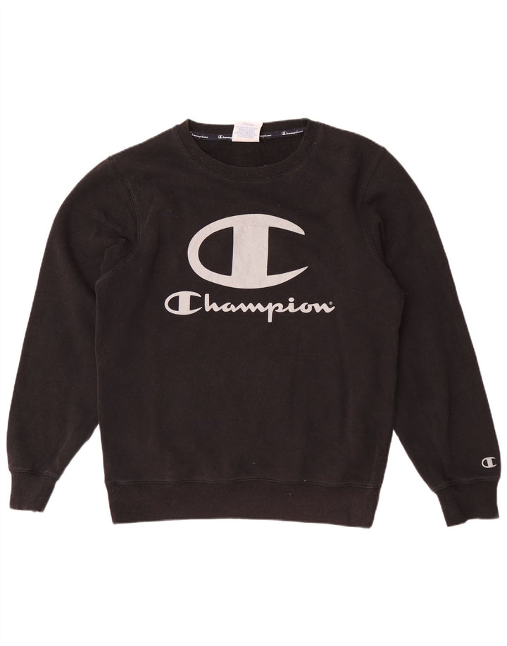 Champion Herre Grafisk Sweatshirt Jumper Medium Sort Bomuld