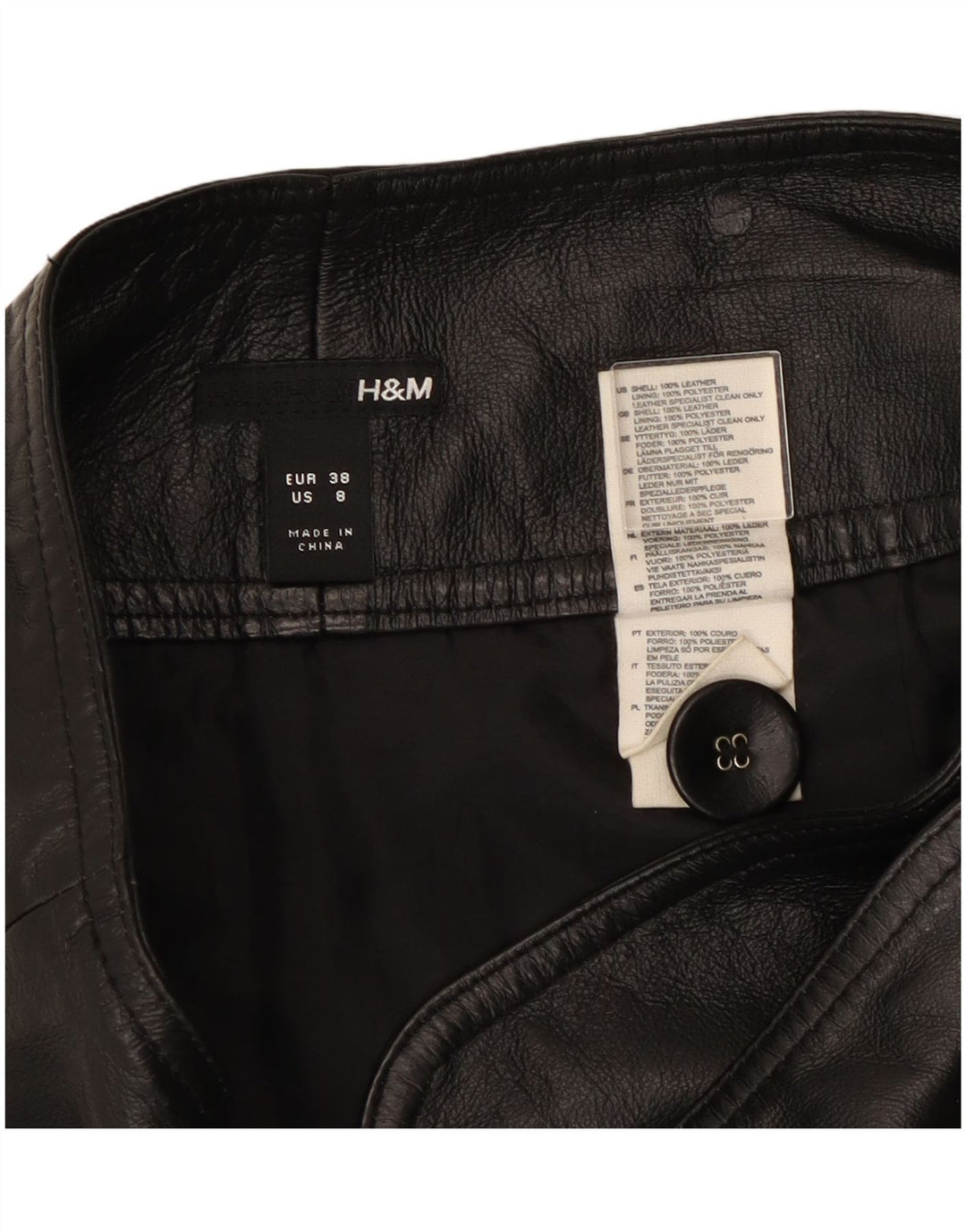 H&M lædernederdel til kvinder US 8 Medium W30 sort læder