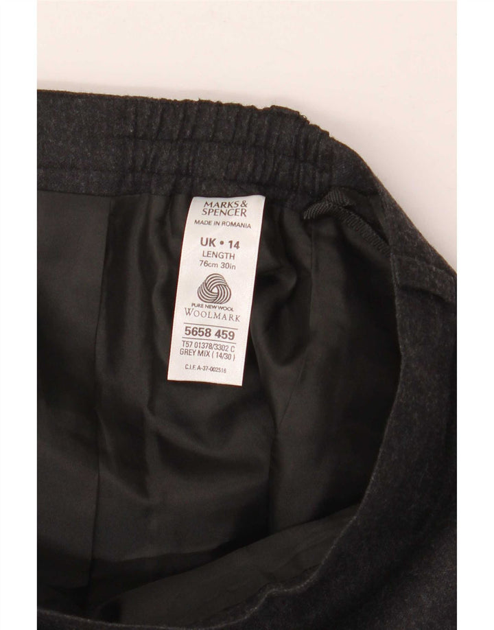 Marks & Spencer Dame Midi Nederdel UK 14 Medium W30 Grå Ny Uld