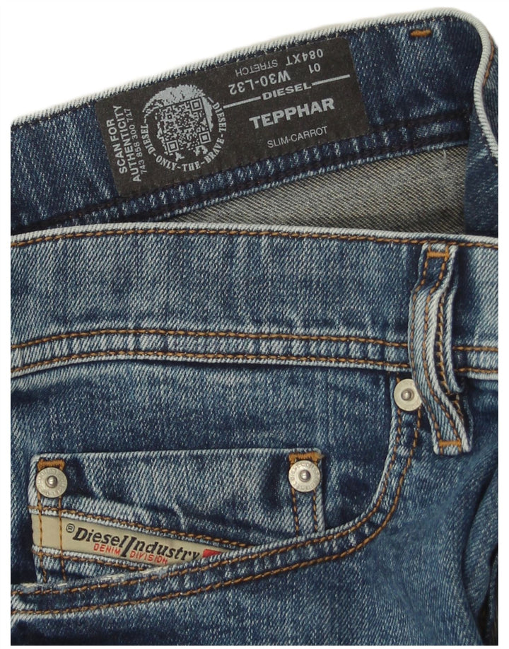 Diesel Dame Distressed Carrot Slim Jeans W30 L32 Blå Bomuld