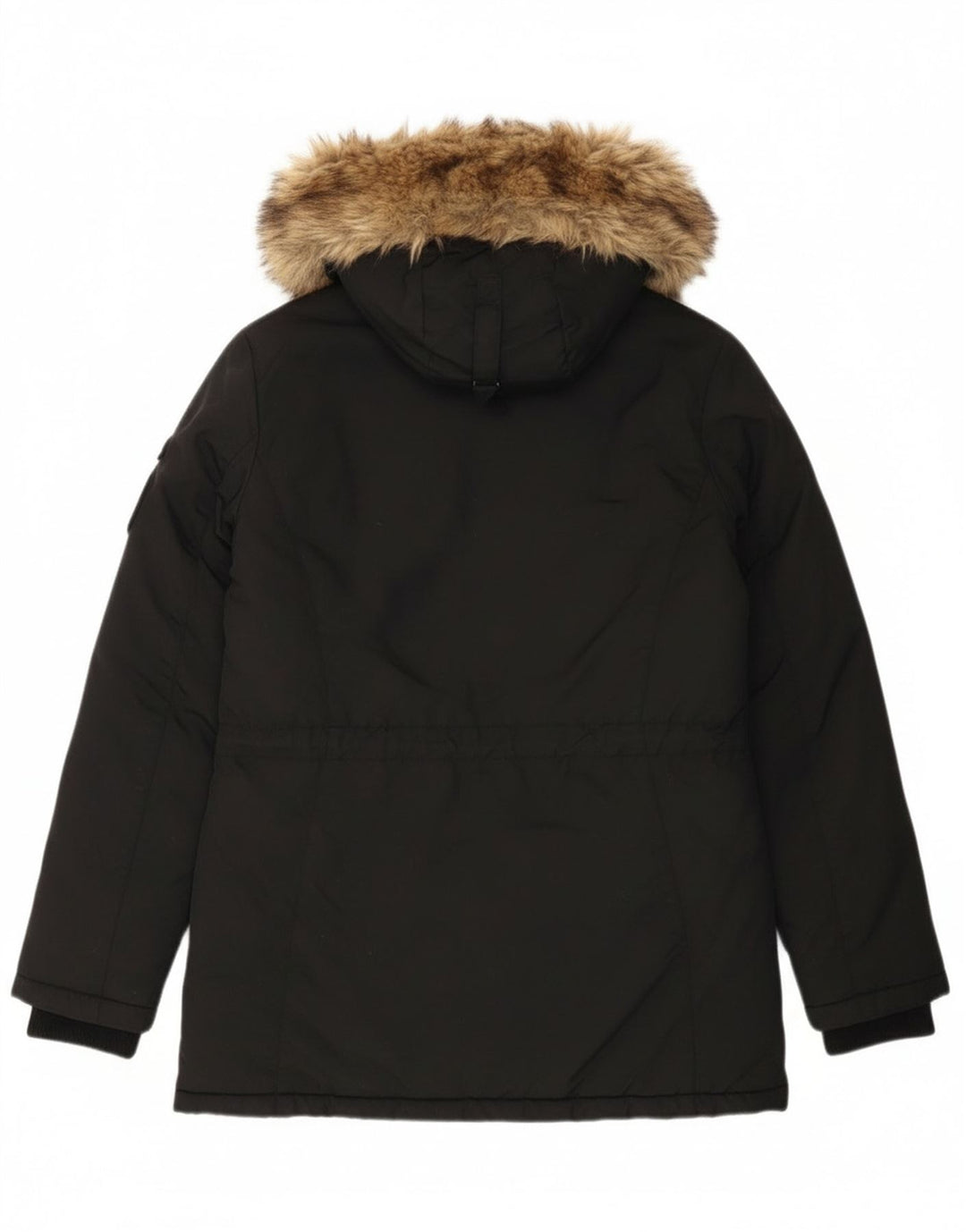 Superdry Parkajakke med hætte til kvinder UK 12 Medium Sort Nylon