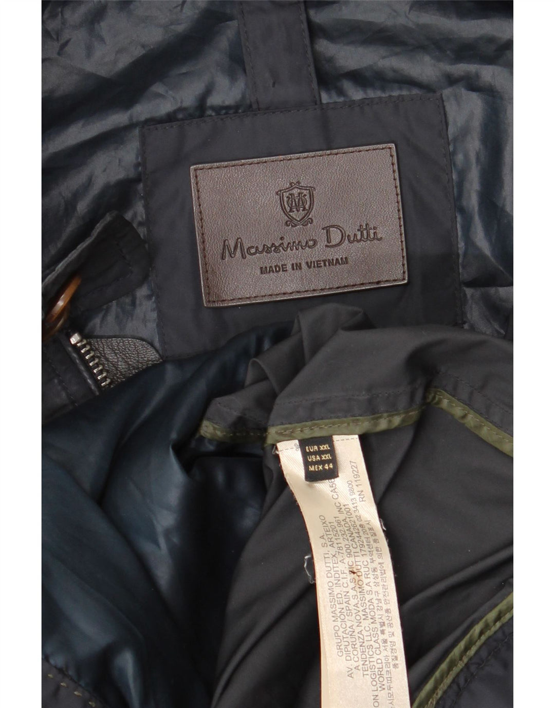 Massimo Dutti Herre Bomber Jacket UK 44 2XL Navy Blue Polyester