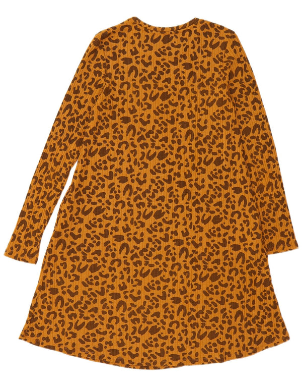 Marks & Spencer Dame A-Line Kjole UK 10 Small Brown Animal Print