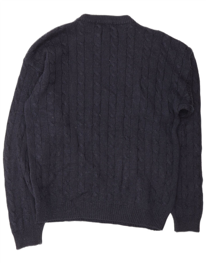 BLANC BLEU Herre grafisk rund hals sweater stor marineblå vinter