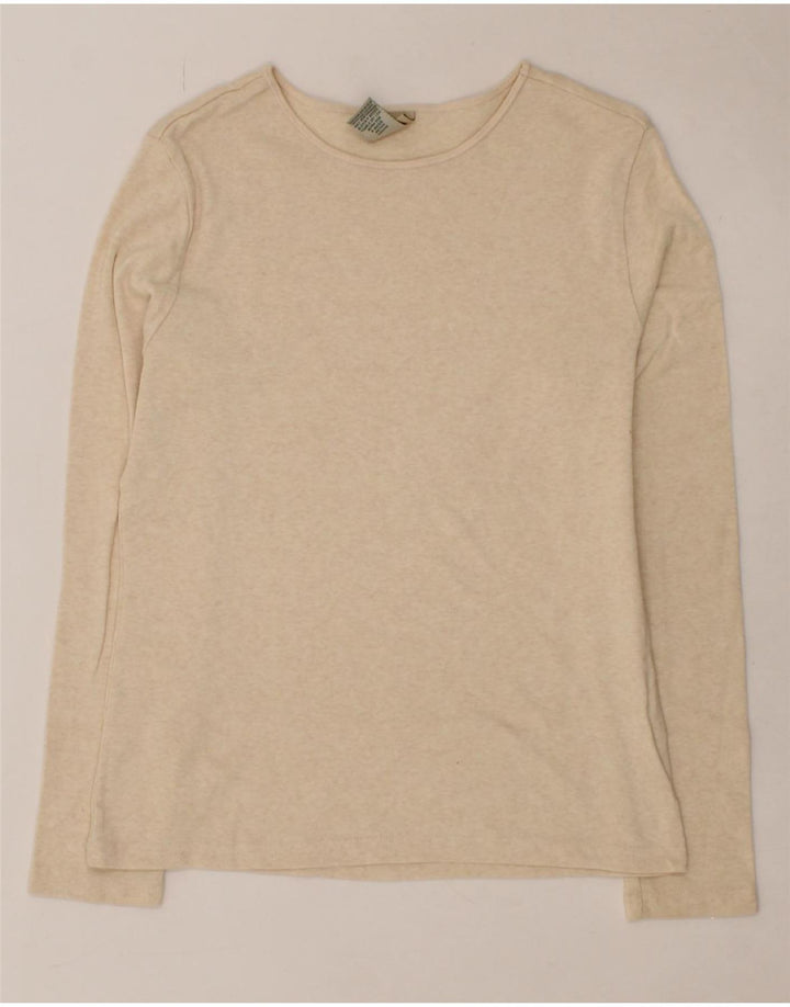 L.L.BEAN Womens Crew Neck Jumper Sweater UK 14 Medium Beige Cotton Vintage L.L.Bean and Second-Hand L.L.Bean from Messina Hembry 