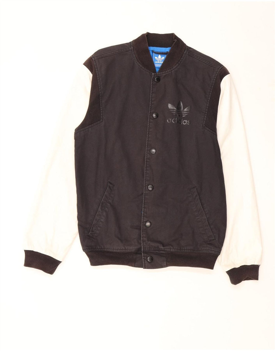 Adidas Herre Graphic Varsity Jacket UK 38 Medium Sort Colourblock Bomuld