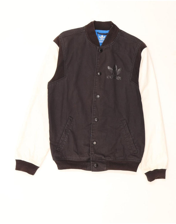 Adidas Herre Graphic Varsity Jacket UK 38 Medium Sort Colourblock Bomuld
