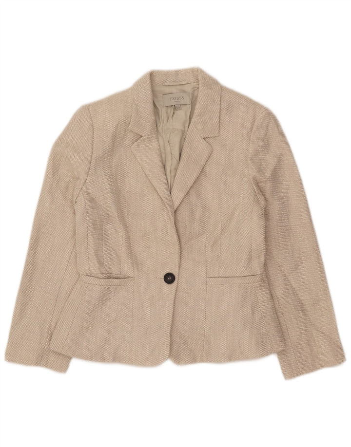 Hobbs Dame 1 Knap Blazer Jacket UK 10 Small Beige Flax