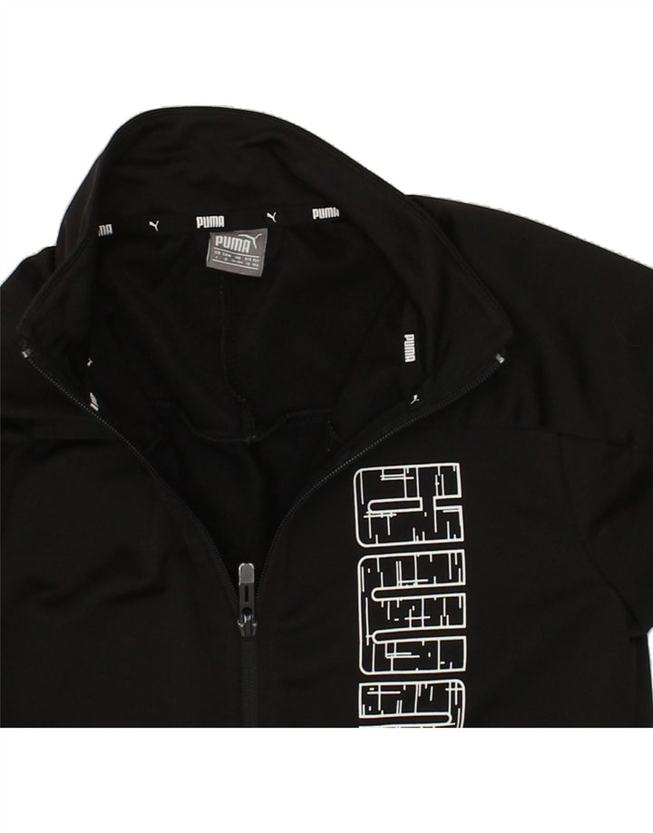 PUMA Boys Graphic Tracksuit Top Jacket 11-12 Years Black Polyester | Vintage Puma | Thrift | Second-Hand Puma | Used Clothing | Messina Hembry 