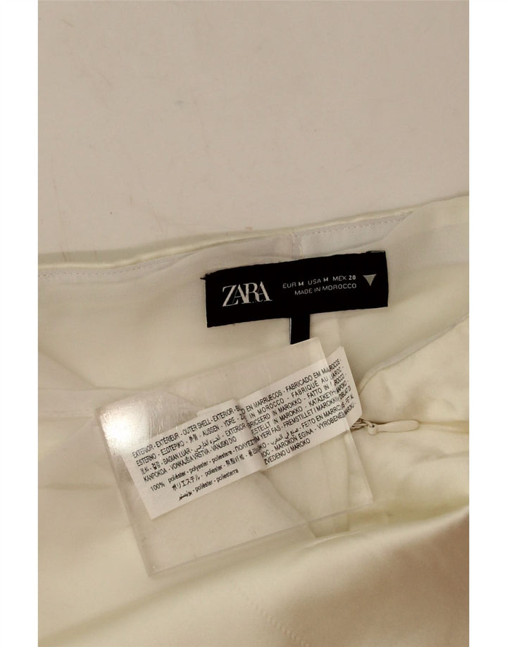 Zara Womens Crop stropløs top UK 12 Medium White Polyester