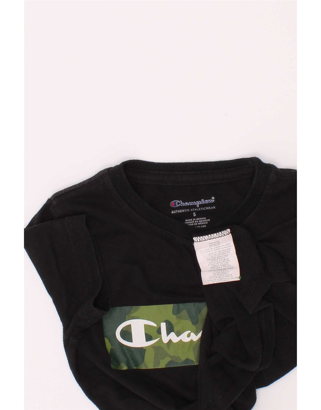 Champion Boys Grafisk T-Shirt Top 4-5 år Sort Bomuld