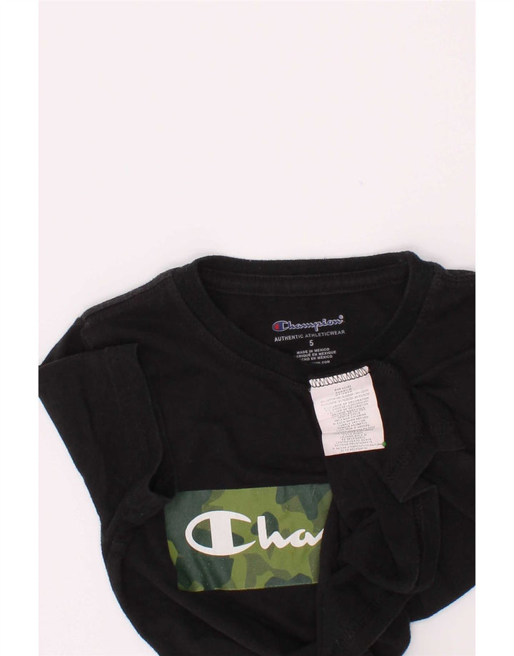 Champion Boys Grafisk T-Shirt Top 4-5 år Sort Bomuld