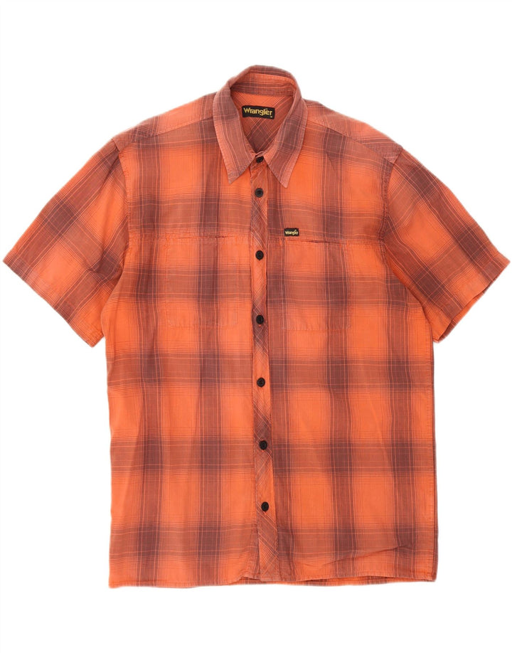 Wrangler Kortærmet Herreskjorte Medium Orange Plaid Bomuld