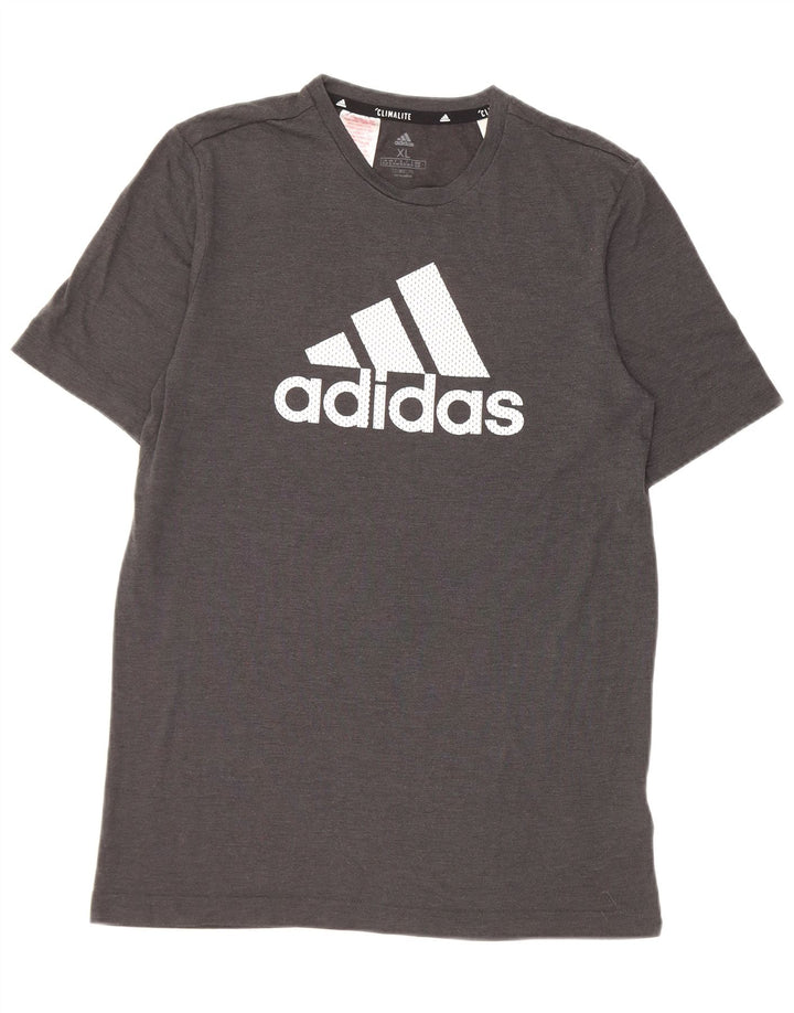 Adidas drenge Climalite grafisk t-shirt top 15-16 år XL grå polyester