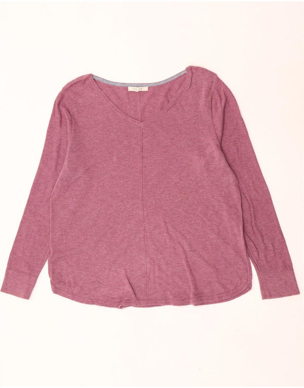 White Stuff Dame V-hals sweater UK 14 Large Pink Bomuld