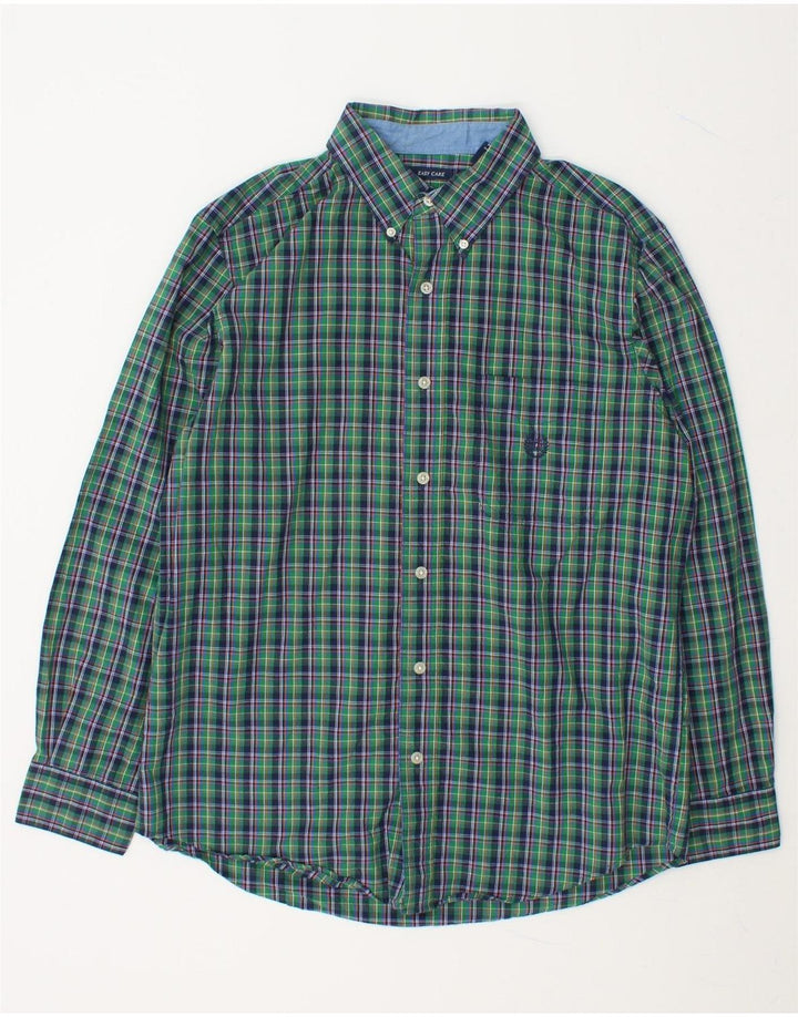 CHAPS Mens Shirt Medium Green Check Cotton Vintage Chaps and Second-Hand Chaps from Messina Hembry 