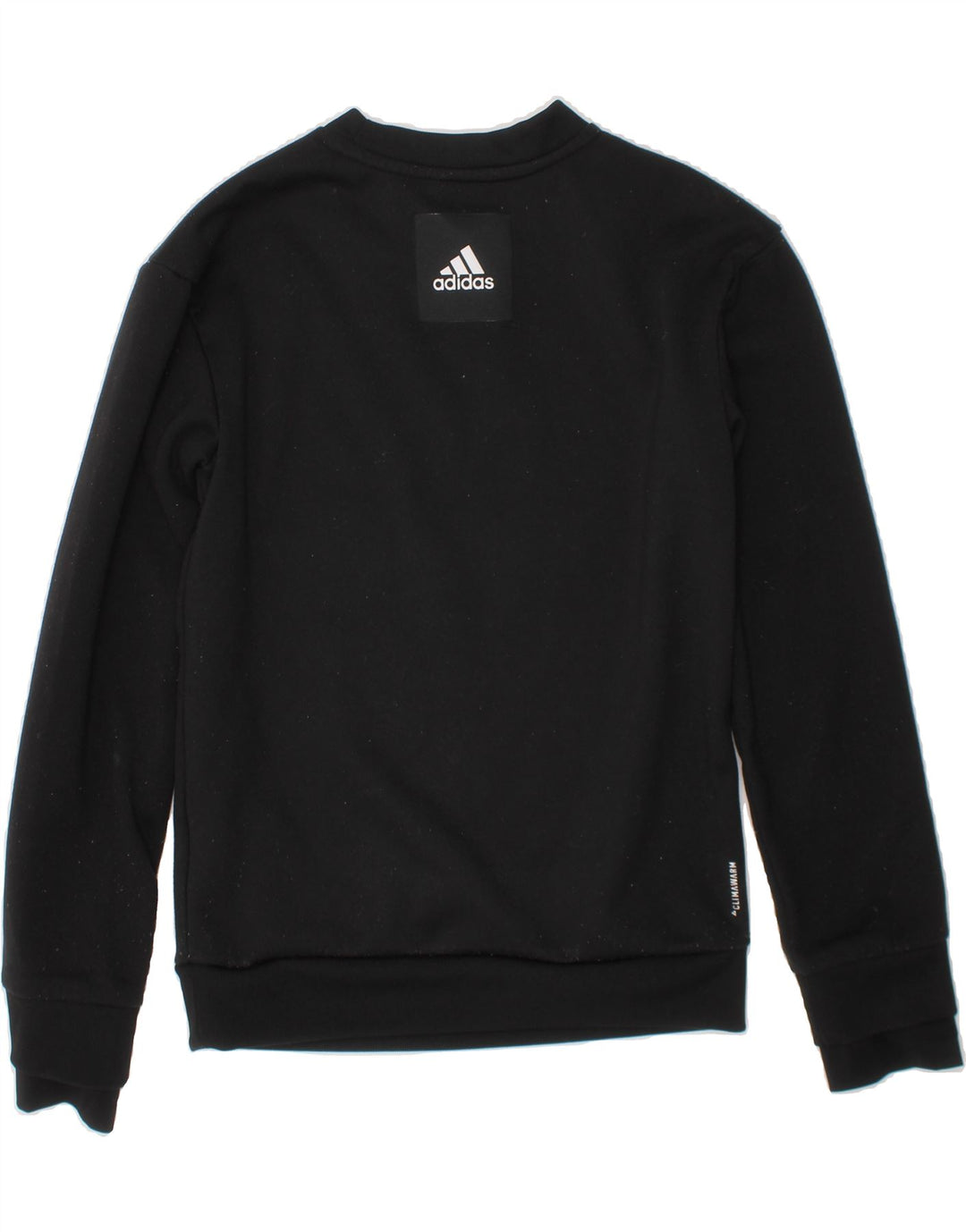 ADIDAS Boys Climawarm Graphic Sweatshirt Jumper 7-8 Years Black Polyester Vintage Adidas and Second-Hand Adidas from Messina Hembry 