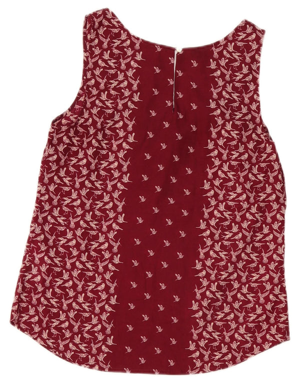 Oasis Dame Ærmeløs bluse Top UK 10 Small Bourgogne Animal Print