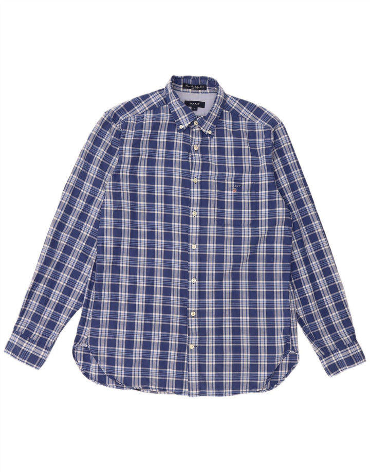 GANT Herre Regular Fit skjorte Medium blå ternet bomuld