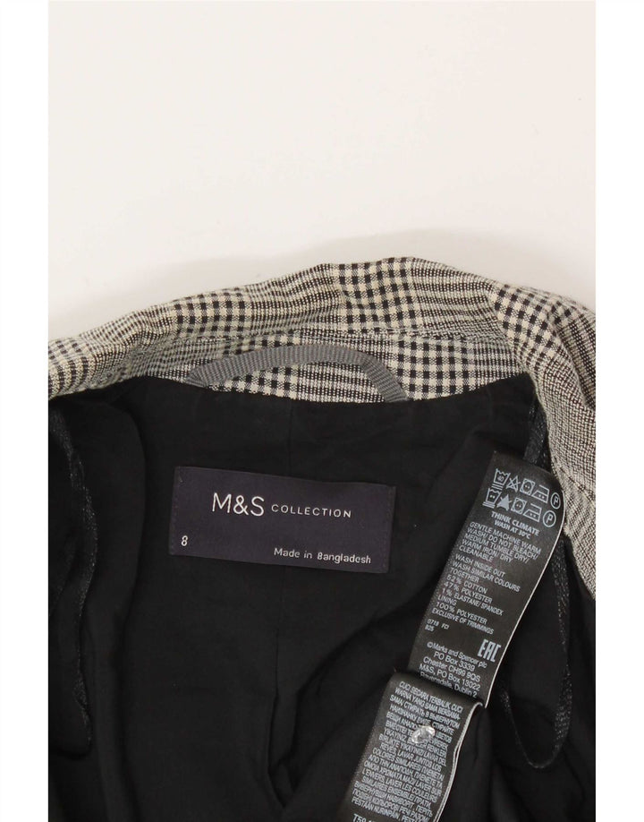 Marks & Spencer Dame 1-knaps blazerjakke UK 8 Small Grey Ternet Bomuld