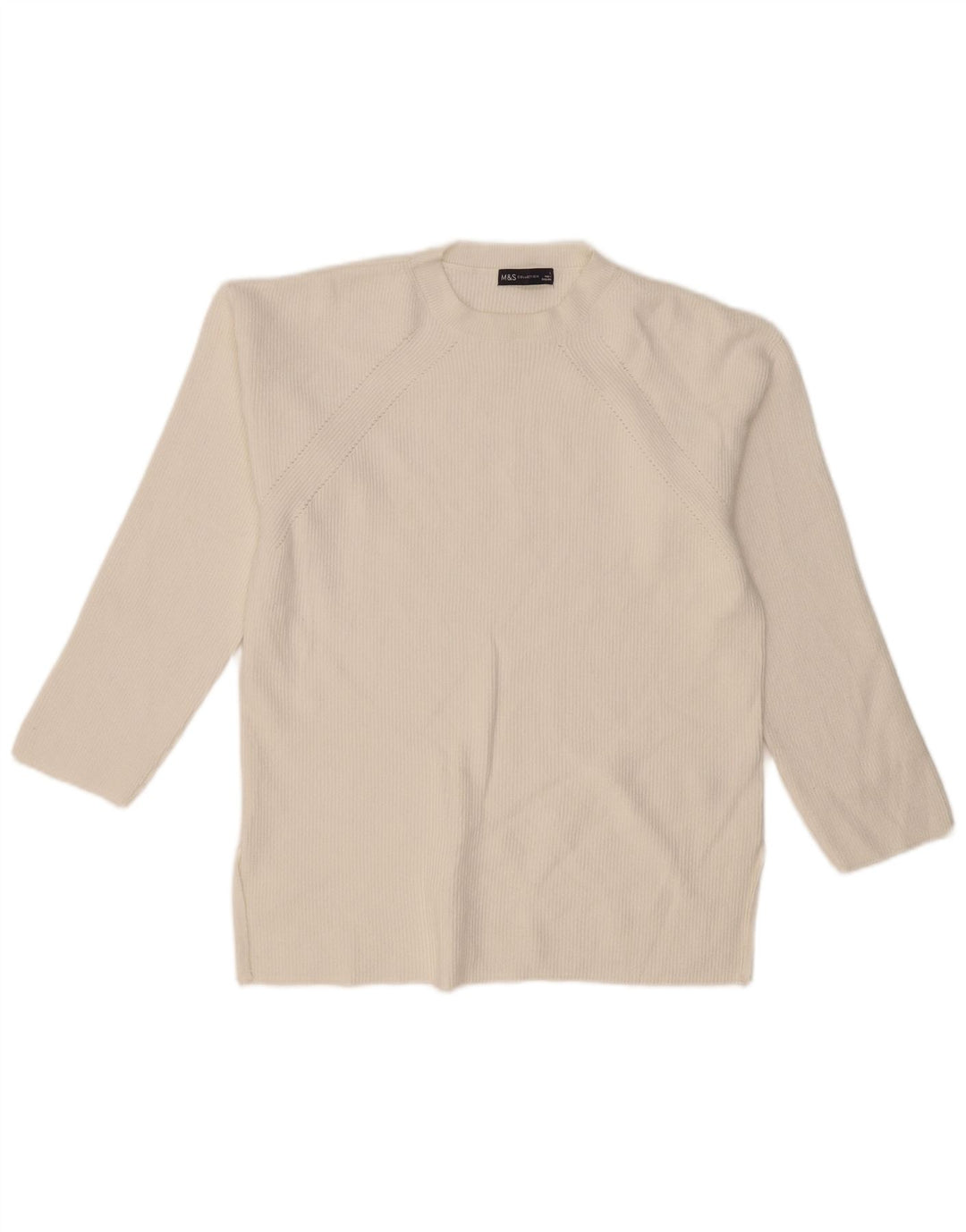 Marks & Spencer Dame sweater med rund hals DK 16 Stor hvid viskose