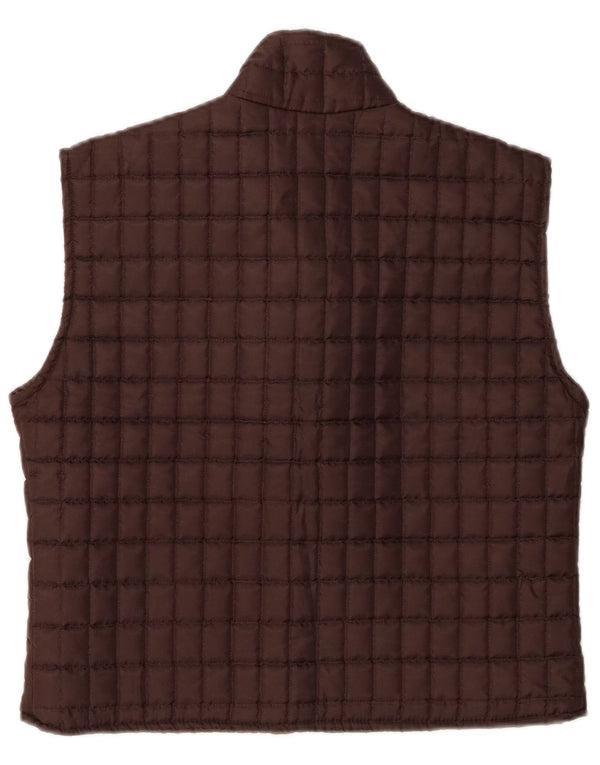 Vintage Kviltet Gilet UK 14 Medium Brun Polyester