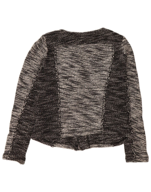 CALVIN KLEIN Dame Crop Blazer Jacket UK 10 Small Grey Colourblock Bomuld