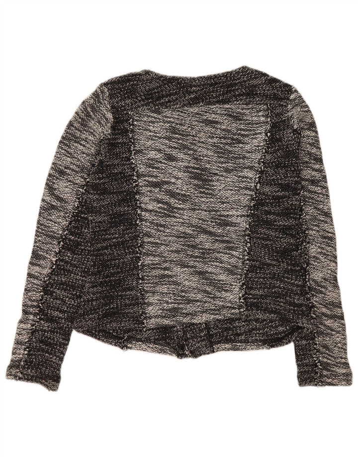 CALVIN KLEIN Dame Crop Blazer Jacket UK 10 Small Grey Colourblock Bomuld